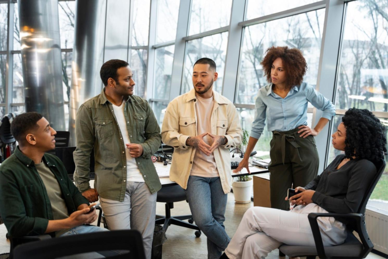 Professional workspace with financial analysis tools and documents